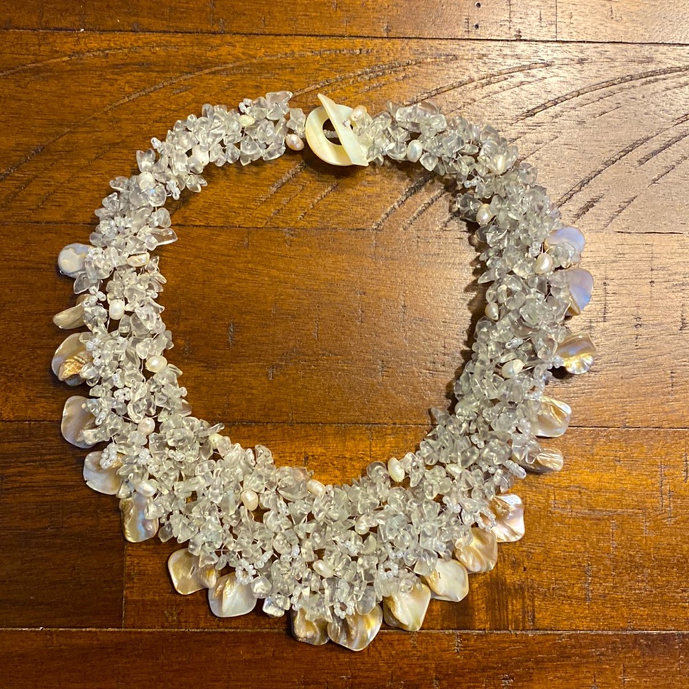 Luxe Crystal and Pearl Cluster Necklace